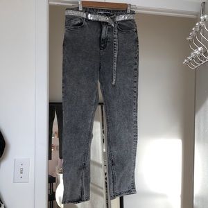 Zara Glitter Sparkly Belt Jeans Grey size 6 5826/192